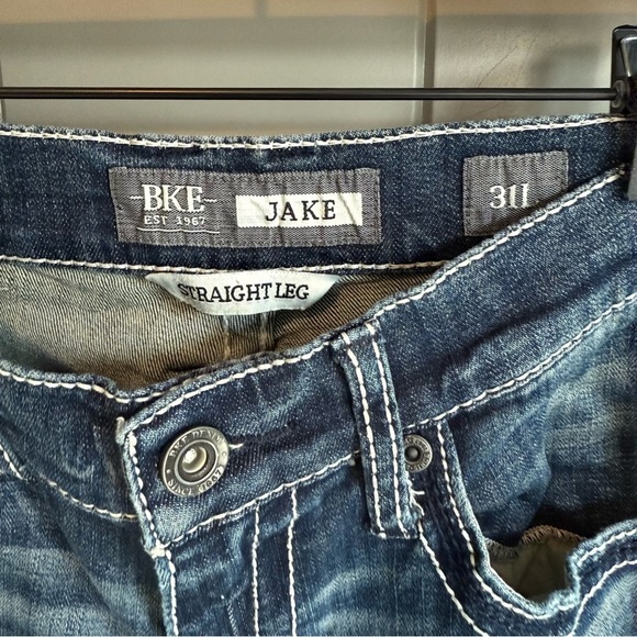 BKE Jake Straight Jeans Mens Blue Denim Jean Stretch 31x34 - Picture 4 of 10